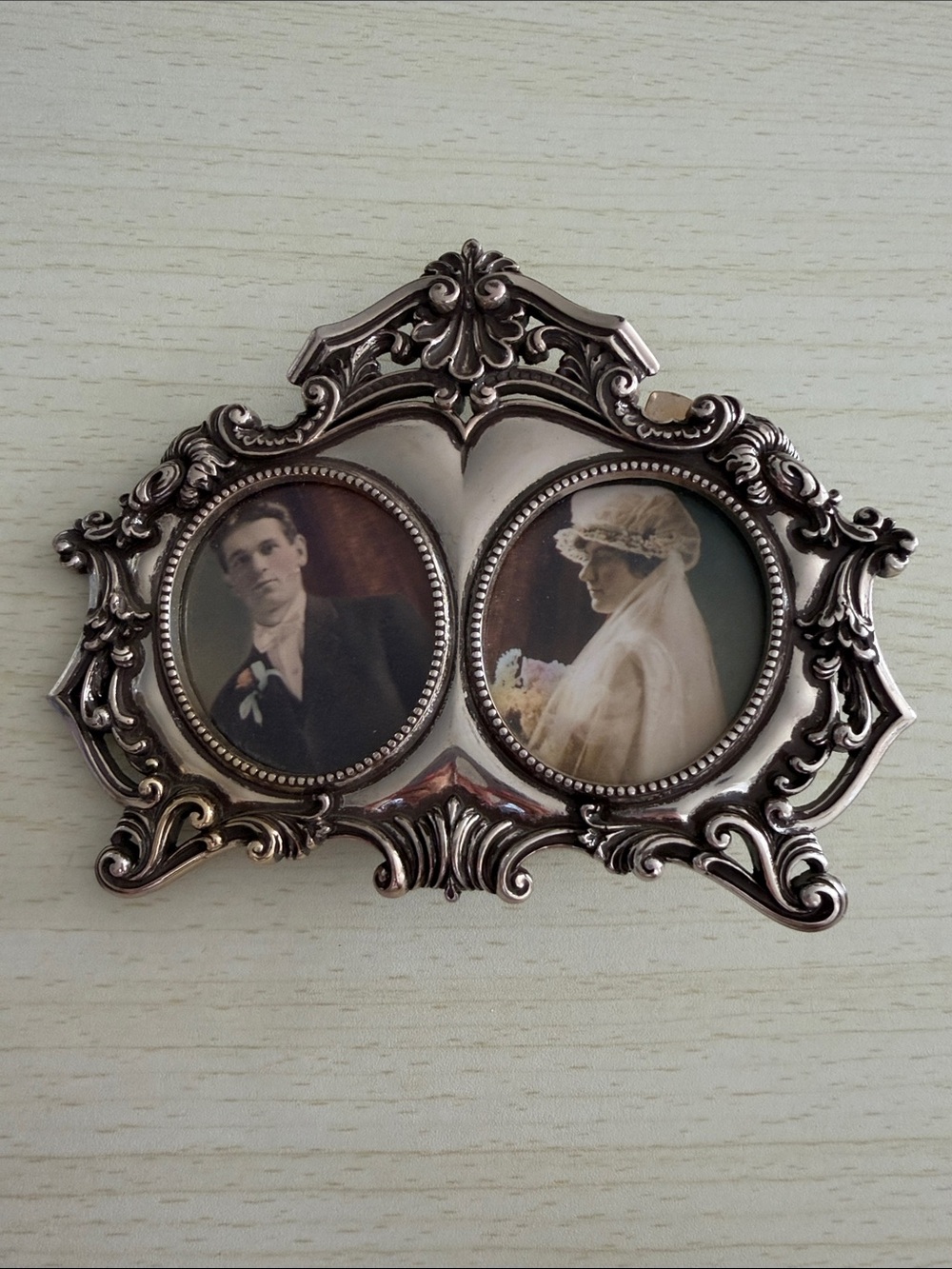 Brighton Ornate Double Photo Frame - Silver Finish